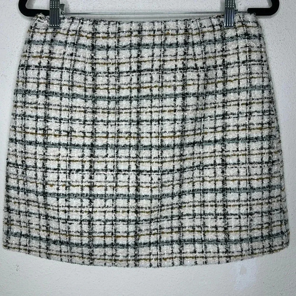 House of Harlow 1960 houndstooth tweed mini skirt  Med twinkle glow of shimmer - Picture 2 of 6